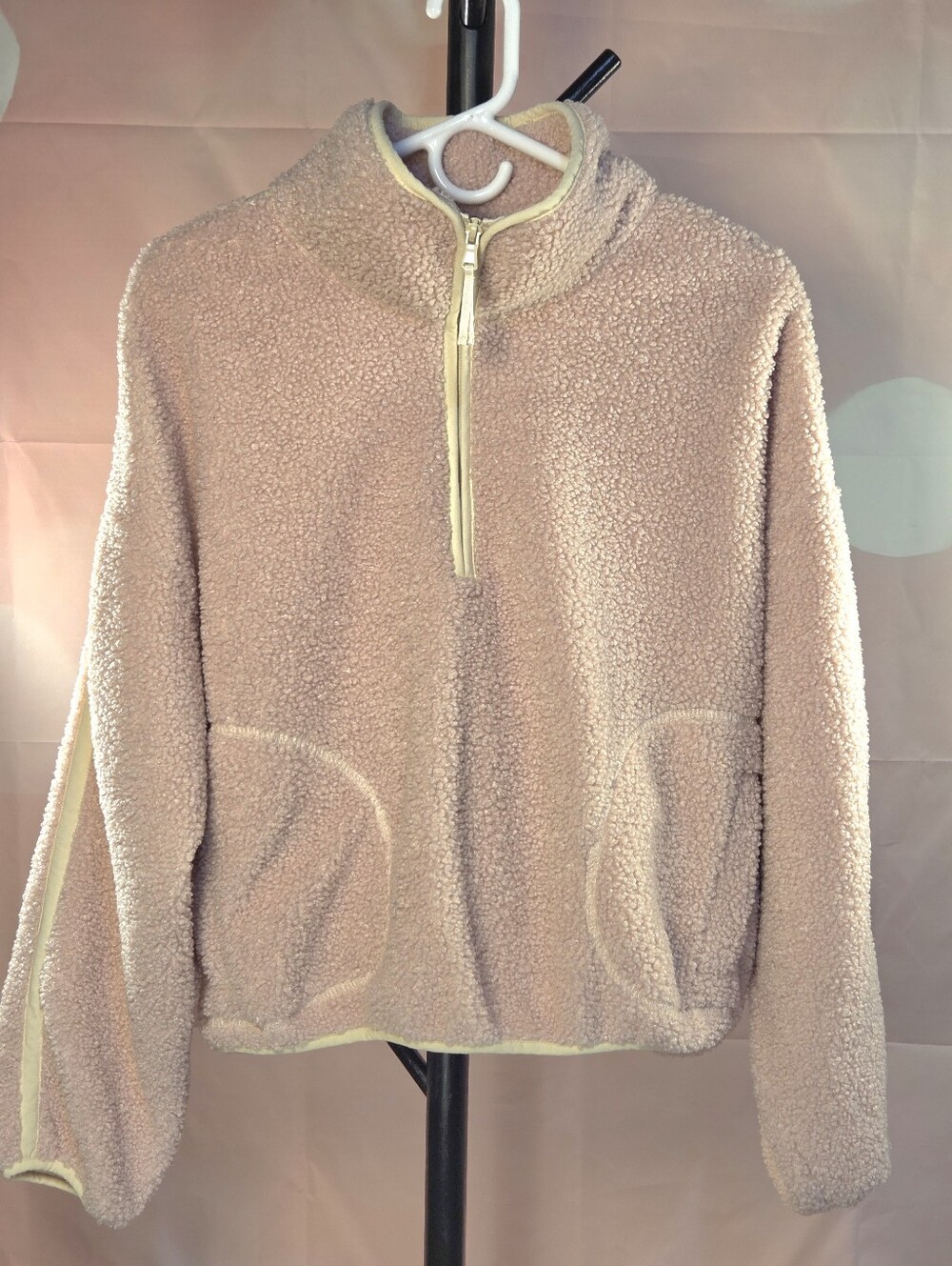 Cozy Women's Pink Sherpa Half-Zip Jacket Size Large